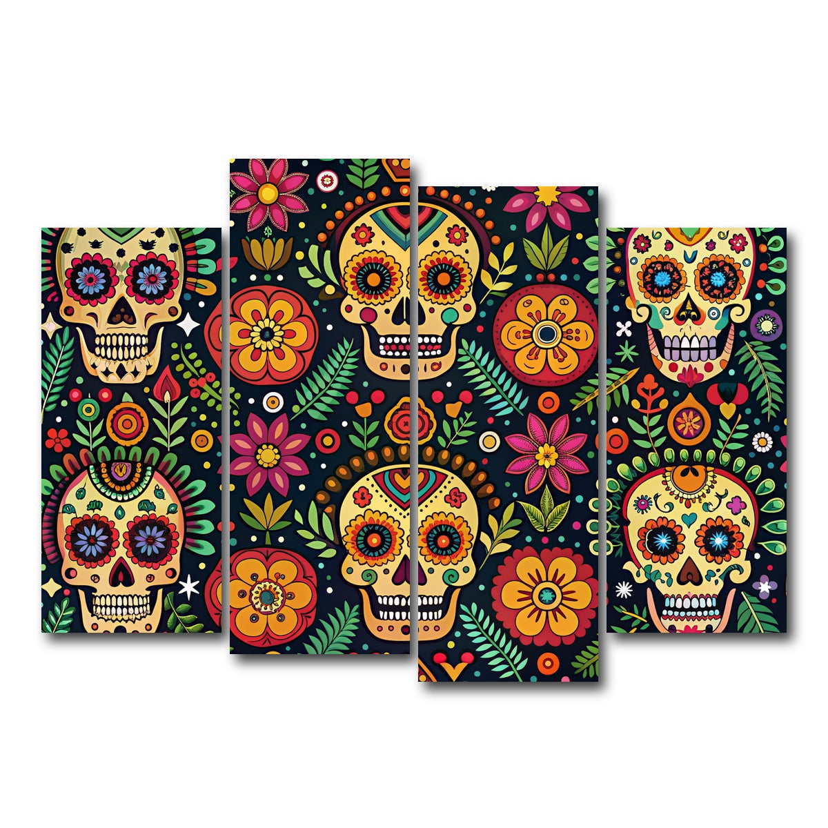 AUTO-MOCKUP WHITE | Mexican ethnic pattern | 4 Piece | Gallery Wrap Canvas | group=4_normal