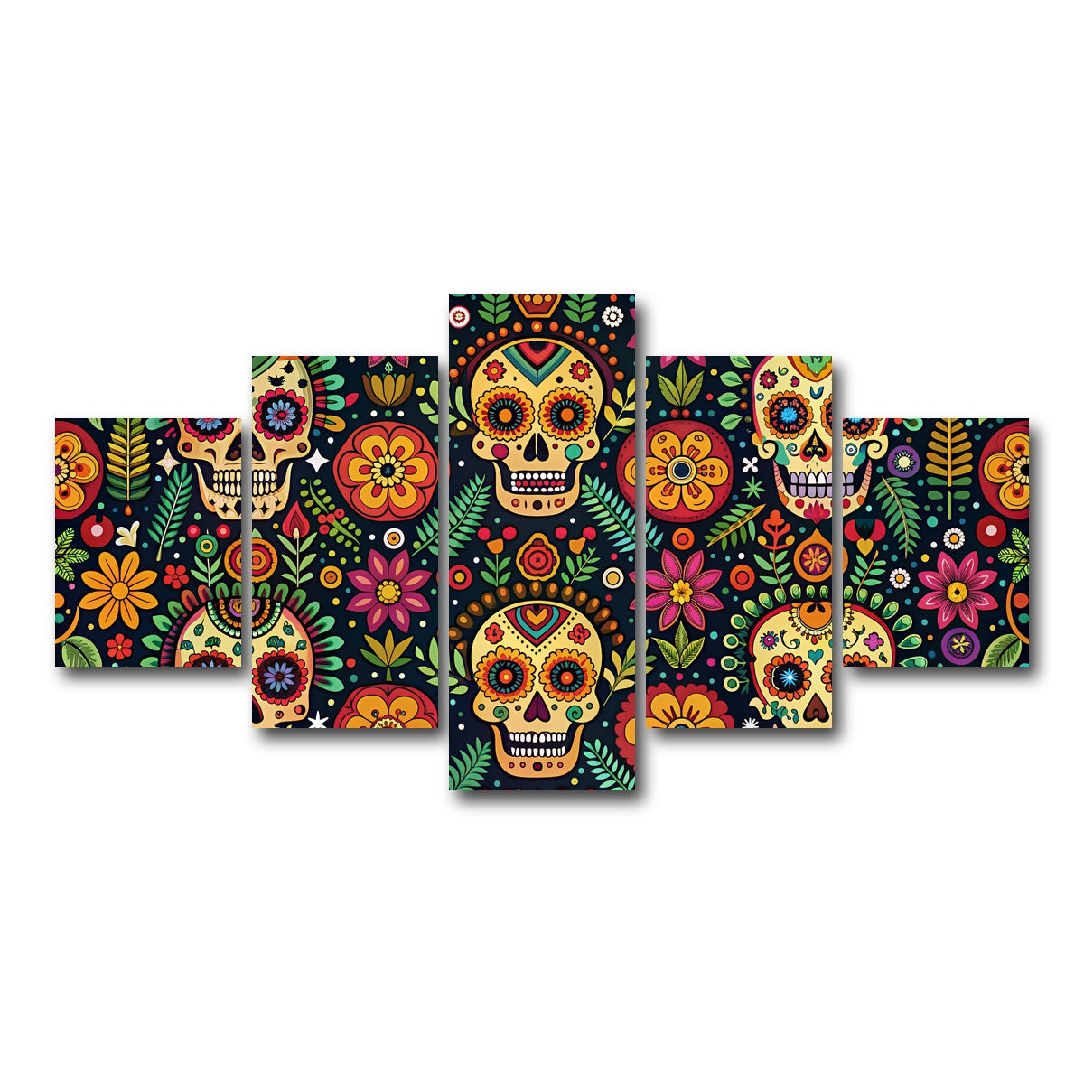 AUTO-MOCKUP WHITE | Mexican ethnic pattern | 5 Piece | Gallery Wrap Canvas | group=5_short