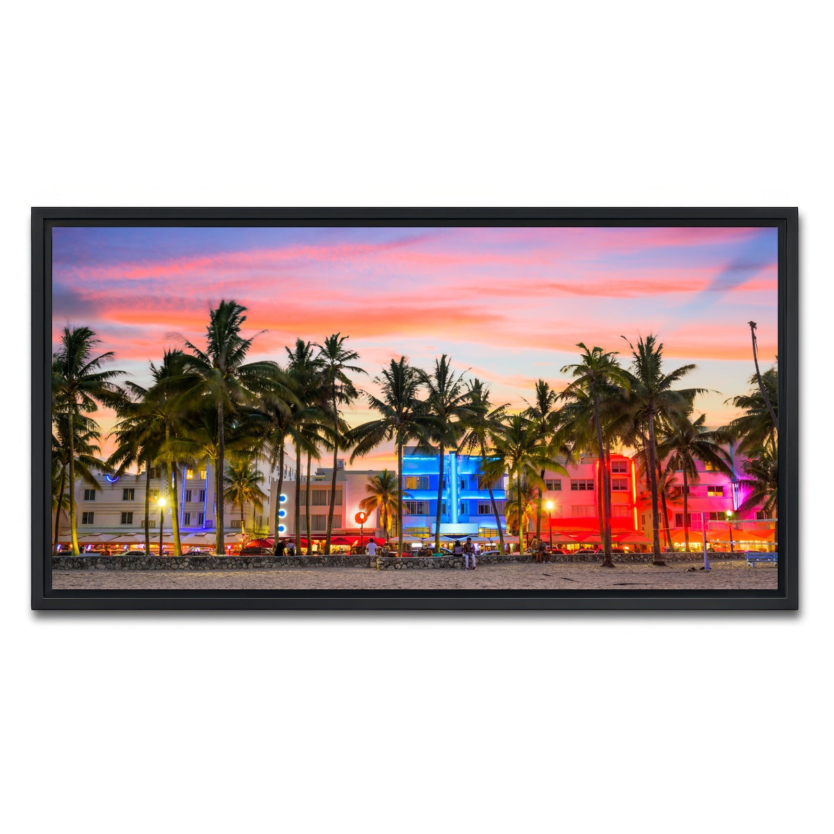 AUTO-MOCKUP WHITE | Miami Beach Ocean Drive | 1 Piece | Black Framed Canvas | group=2x1
