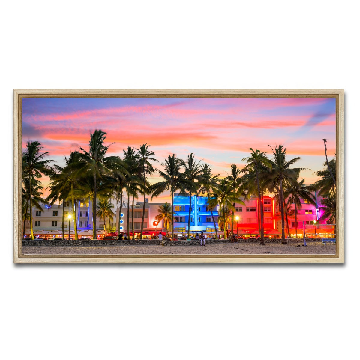 AUTO-MOCKUP WHITE | Miami Beach Ocean Drive | 1 Piece | Natural Framed Canvas | group=2x1