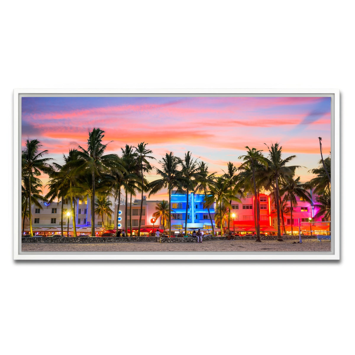 AUTO-MOCKUP WHITE | Miami Beach Ocean Drive | 1 Piece | White Framed Canvas | group=2x1