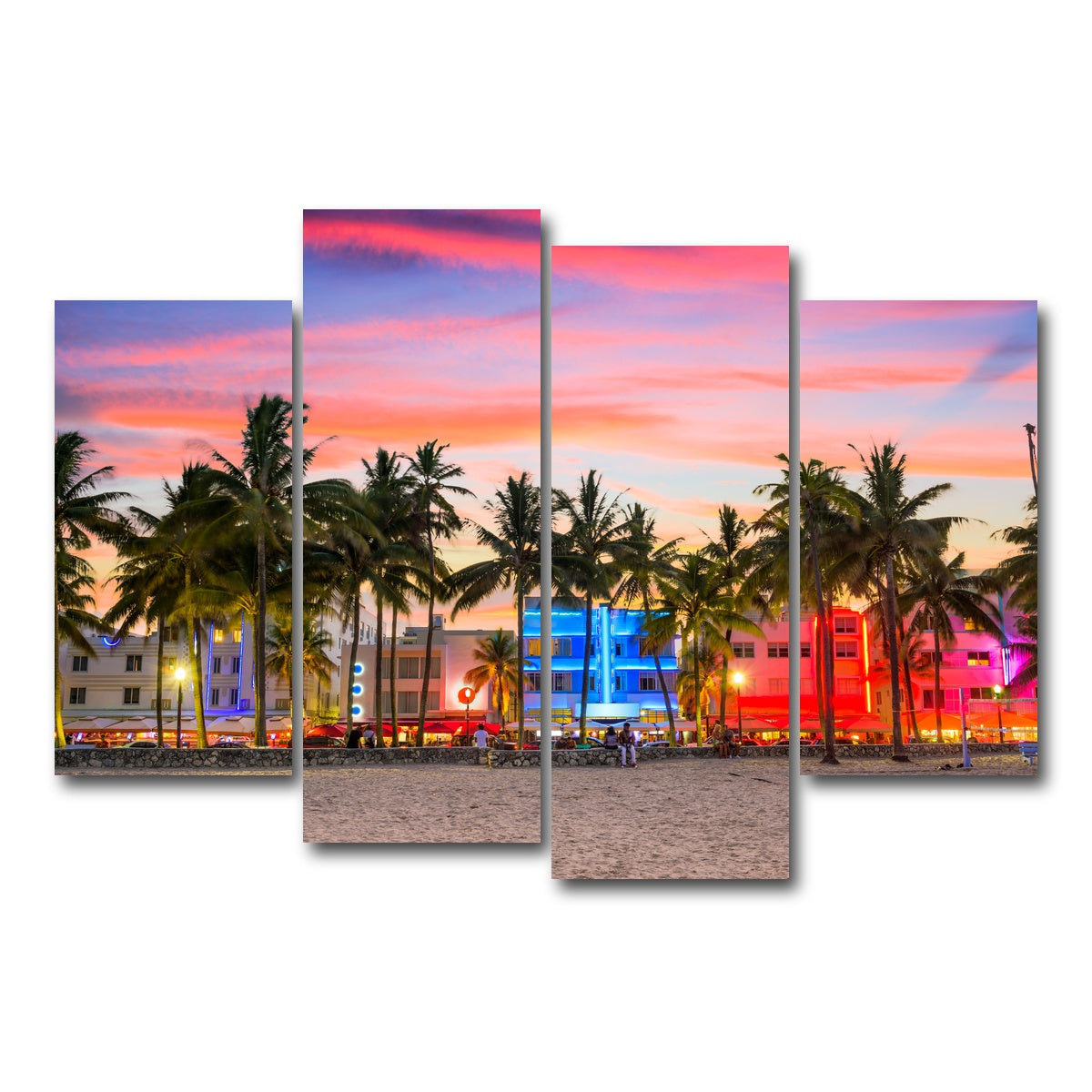 AUTO-MOCKUP WHITE | Miami Beach Ocean Drive | 4 Piece | Gallery Wrap Canvas | group=4_short