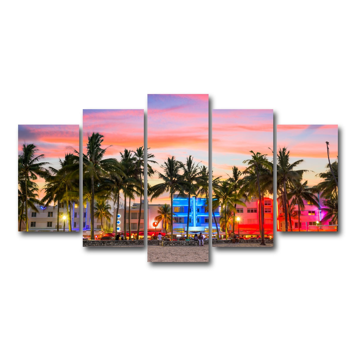 AUTO-MOCKUP WHITE | Miami Beach Ocean Drive | 5 Piece | Gallery Wrap Canvas | group=5_normal