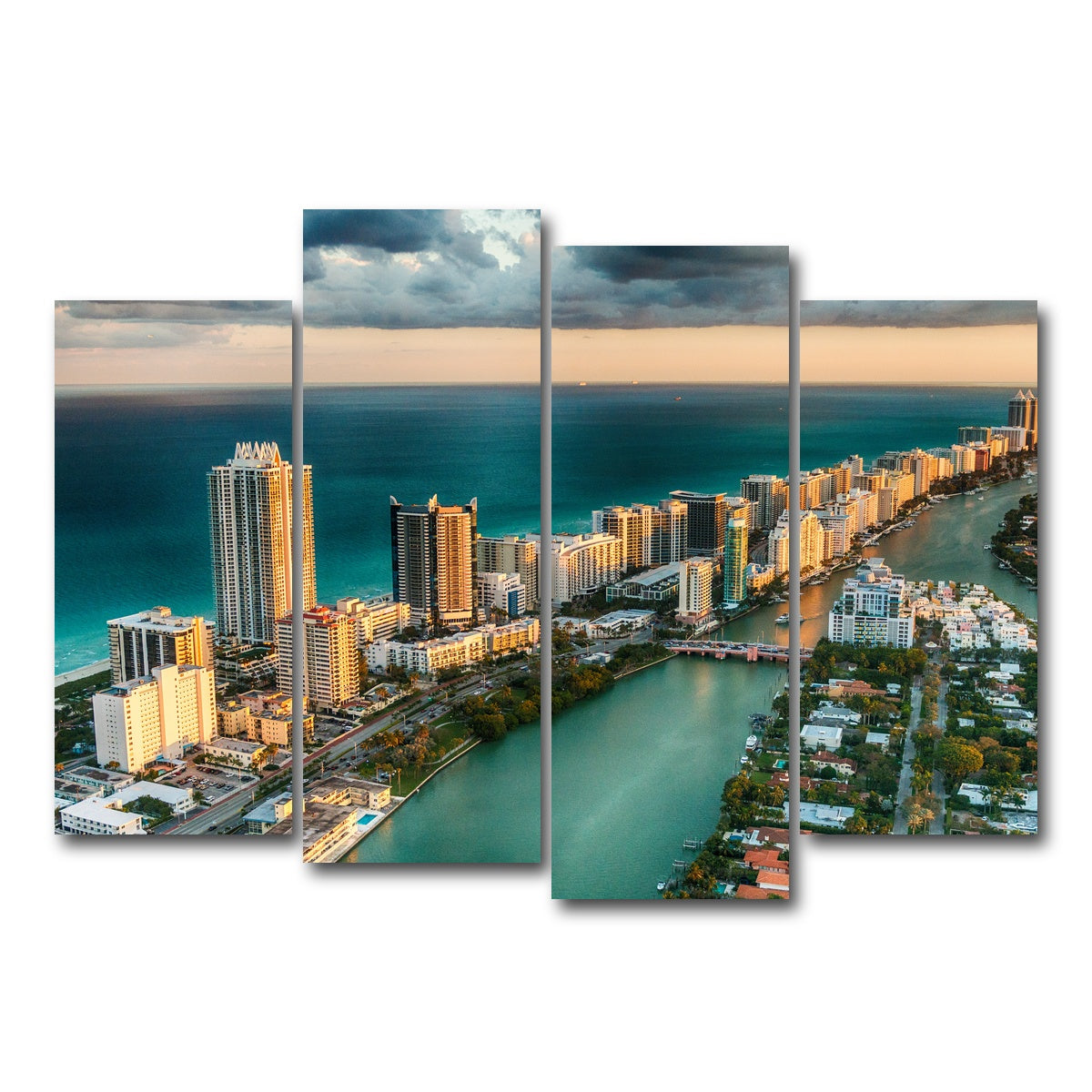 AUTO-MOCKUP WHITE | Miami Beach skyline | 4 Piece | Gallery Wrap Canvas | group=4_normal