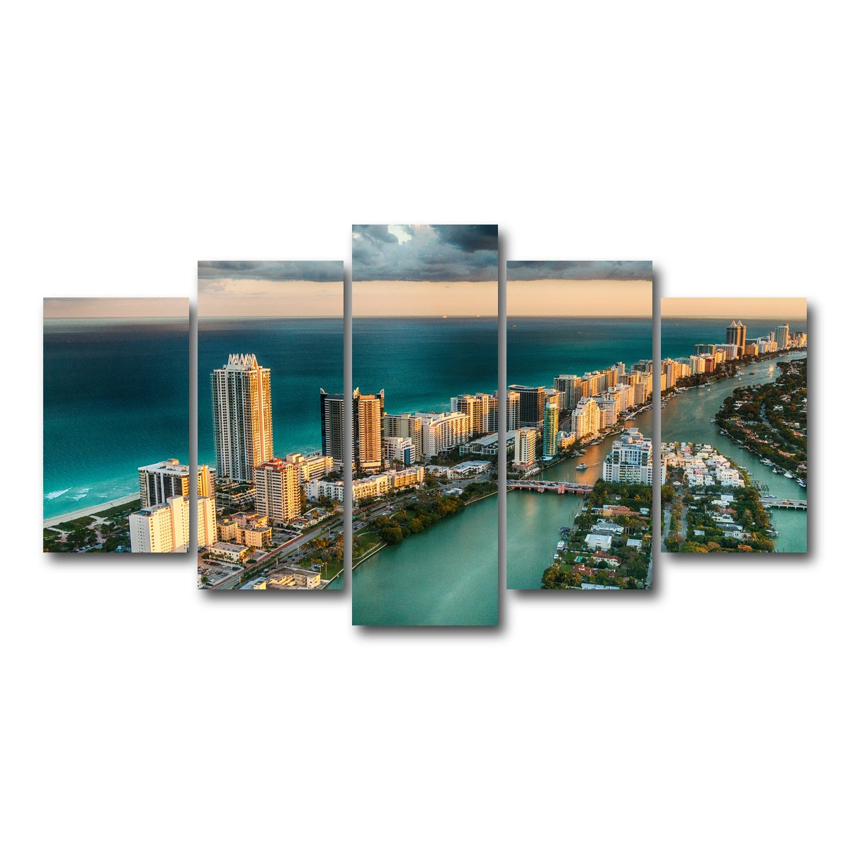 AUTO-MOCKUP WHITE | Miami Beach skyline | 5 Piece | Gallery Wrap Canvas | group=5_normal