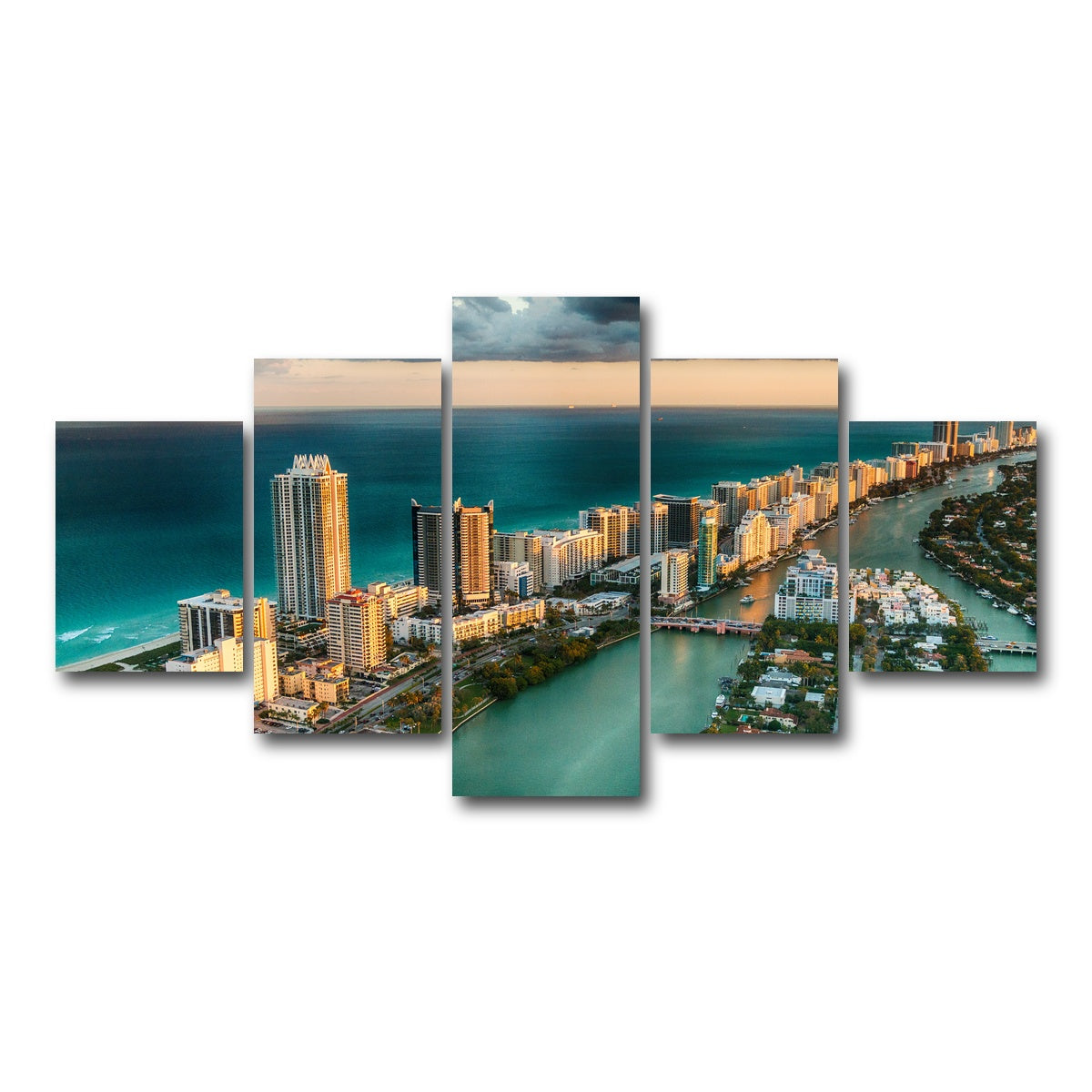 AUTO-MOCKUP WHITE | Miami Beach skyline | 5 Piece | Gallery Wrap Canvas | group=5_short