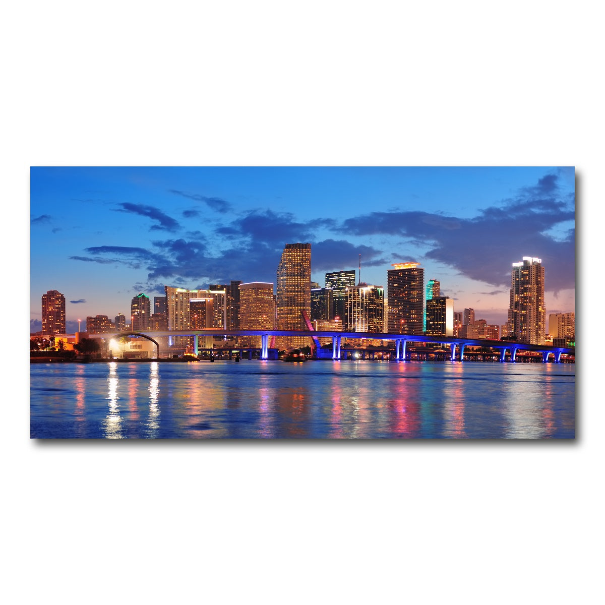 AUTO-MOCKUP WHITE | Miami Night Skyline | 1 Piece | Gallery Wrap Canvas | group=2x1