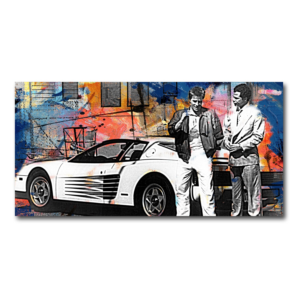 AUTO-MOCKUP WHITE | Miami Vice-Ferrari | 1 Piece | Gallery Wrap Canvas | group=2x1