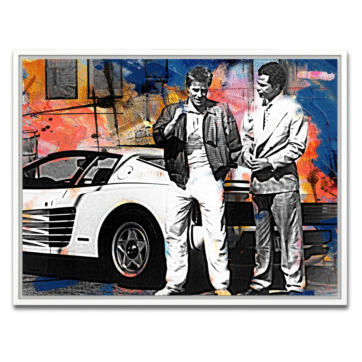 AUTO-MOCKUP WHITE | Miami Vice-Ferrari | 1 Piece | White Framed Canvas | group=4x3