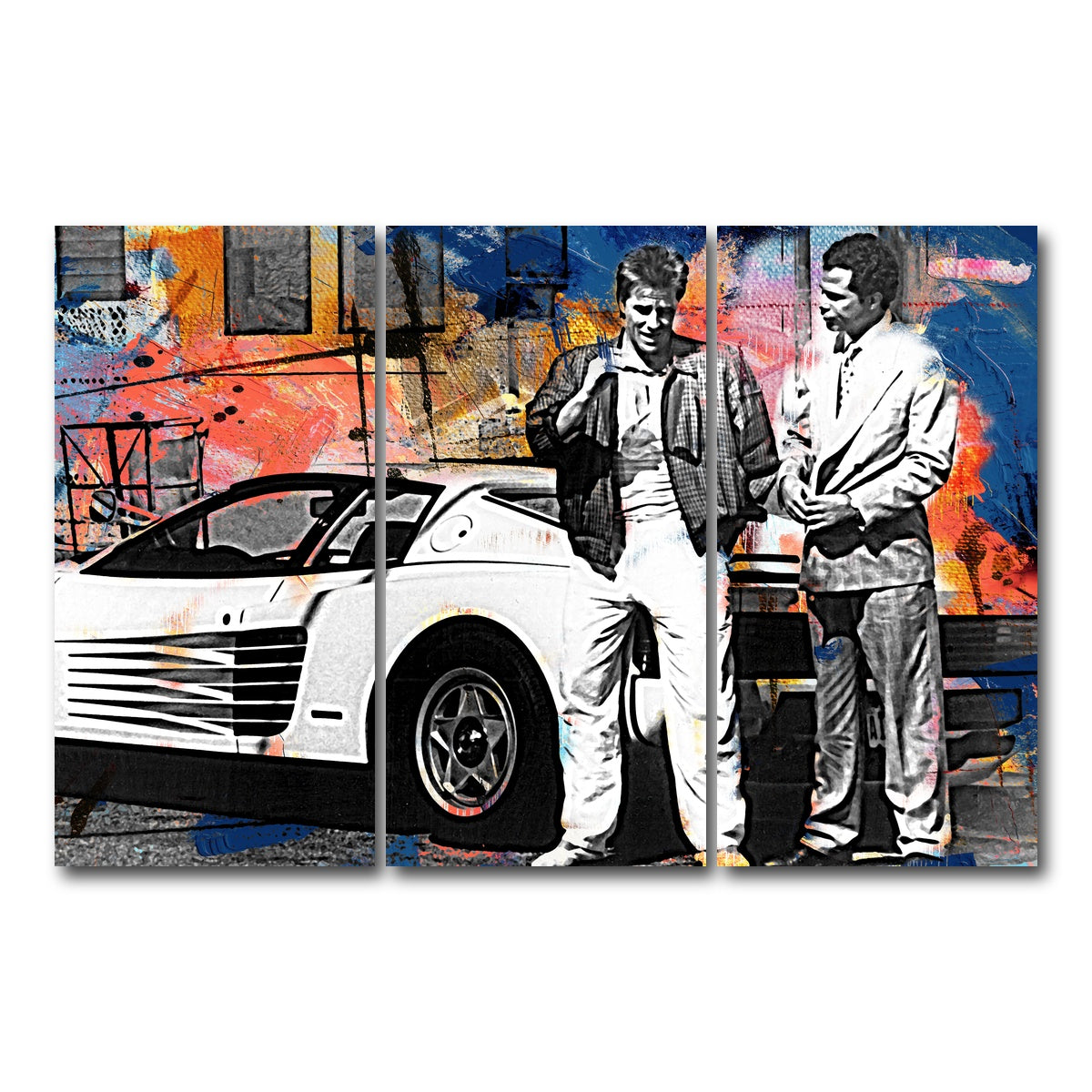 AUTO-MOCKUP WHITE | Miami Vice-Ferrari | 3 Piece | Gallery Wrap Canvas | group=12x24