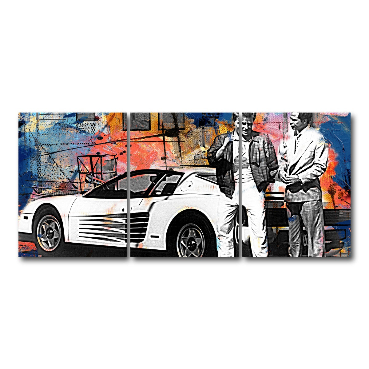AUTO-MOCKUP WHITE | Miami Vice-Ferrari | 3 Piece | Gallery Wrap Canvas | group=18x24