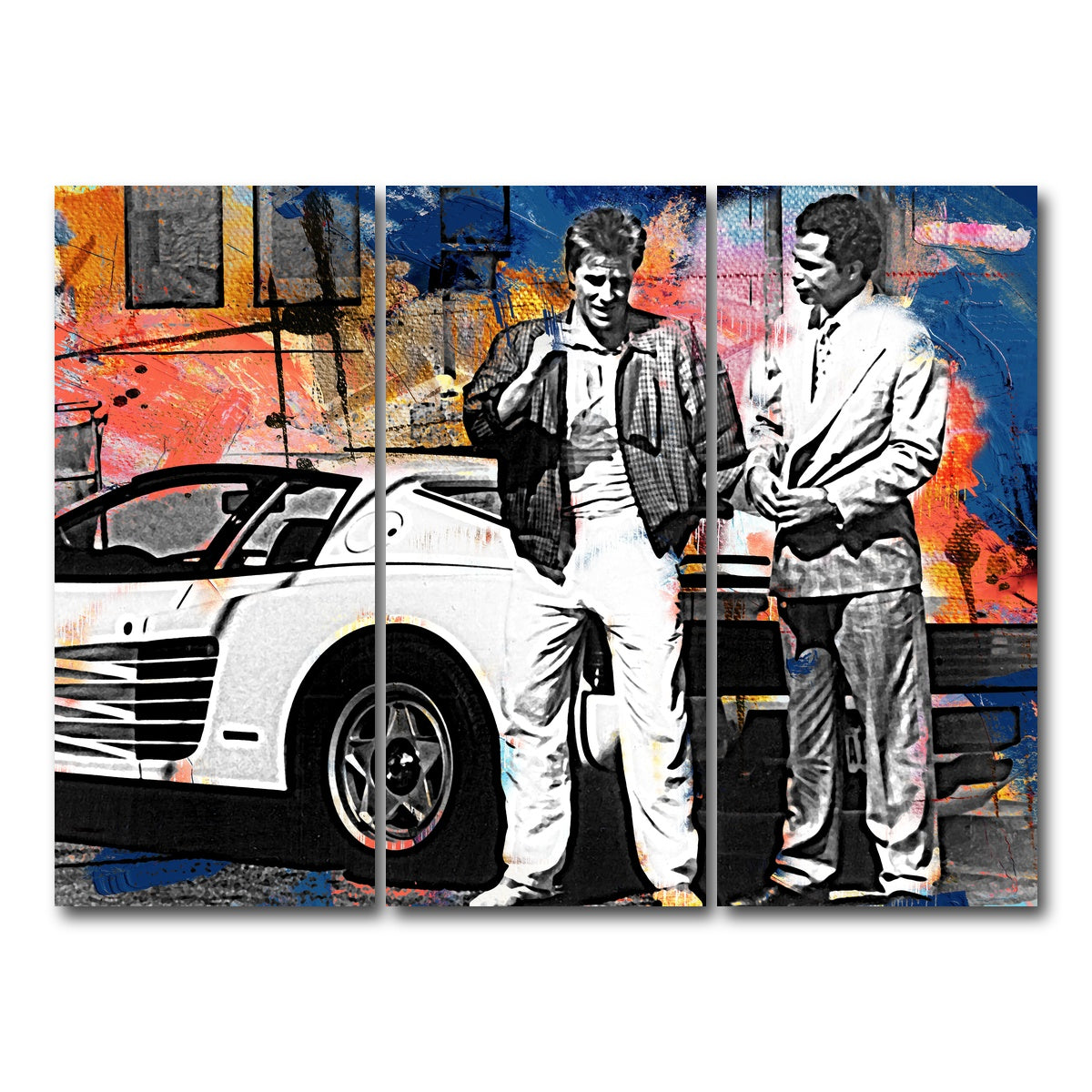 AUTO-MOCKUP WHITE | Miami Vice-Ferrari | 3 Piece | Gallery Wrap Canvas | group=8x18