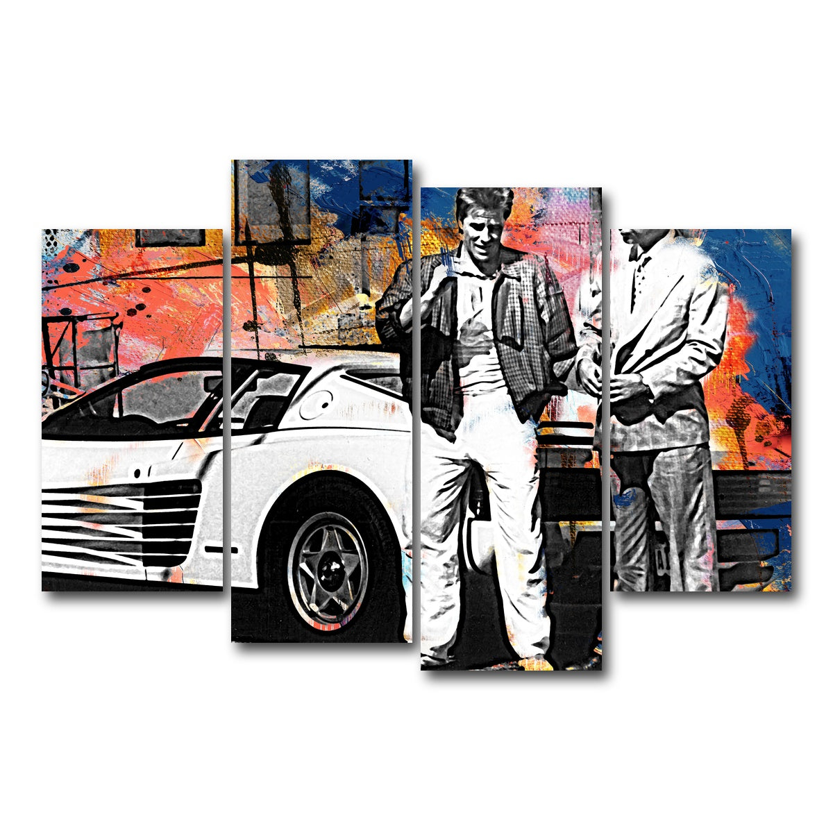 AUTO-MOCKUP WHITE | Miami Vice-Ferrari | 4 Piece | Gallery Wrap Canvas | group=4_short