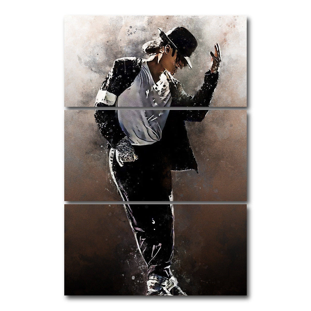 AUTO-MOCKUP WHITE | Michael Jackson Painting | 3 Piece | Gallery Wrap Canvas | group=12x24_stacked