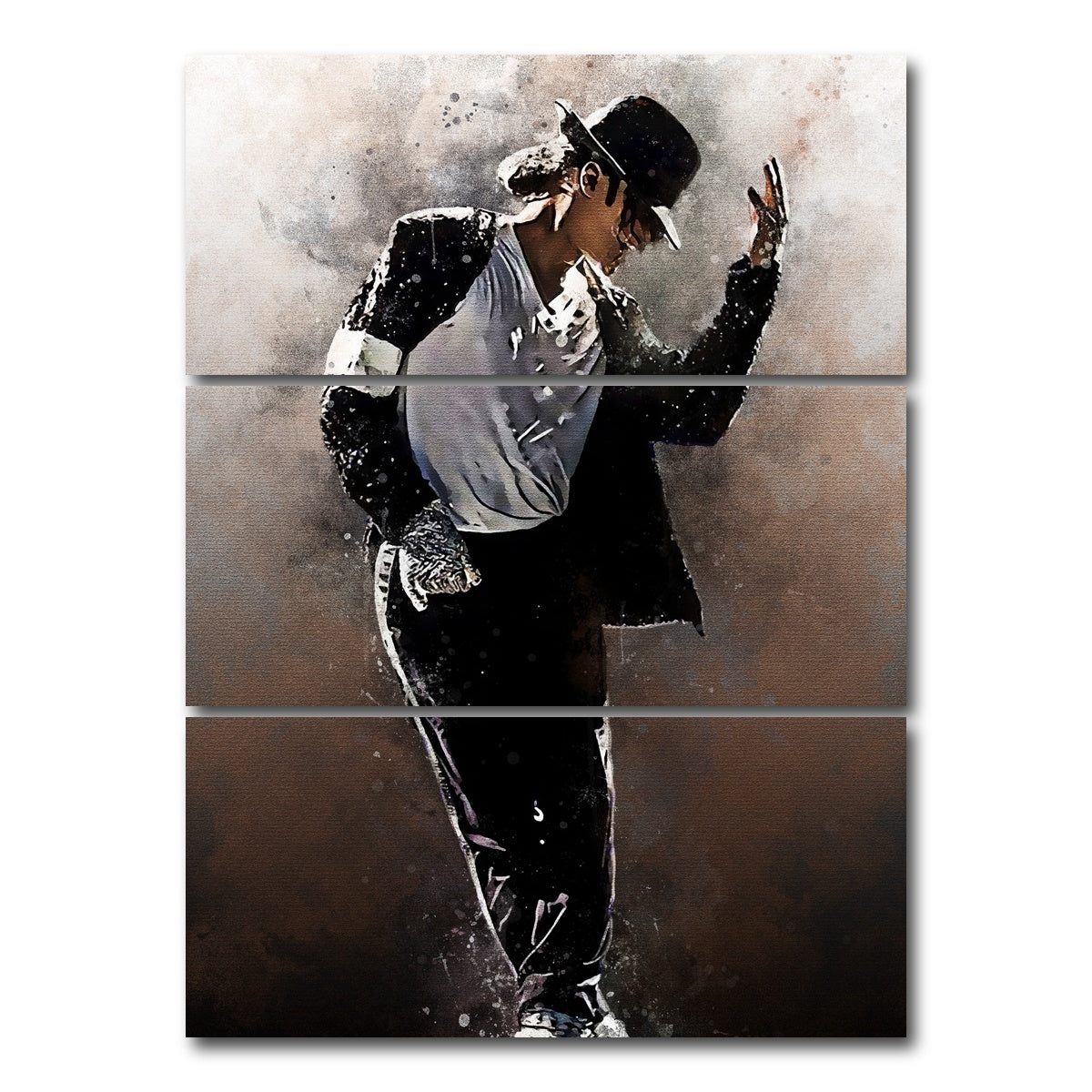 AUTO-MOCKUP WHITE | Michael Jackson Painting | 3 Piece | Gallery Wrap Canvas | group=8x18_stacked