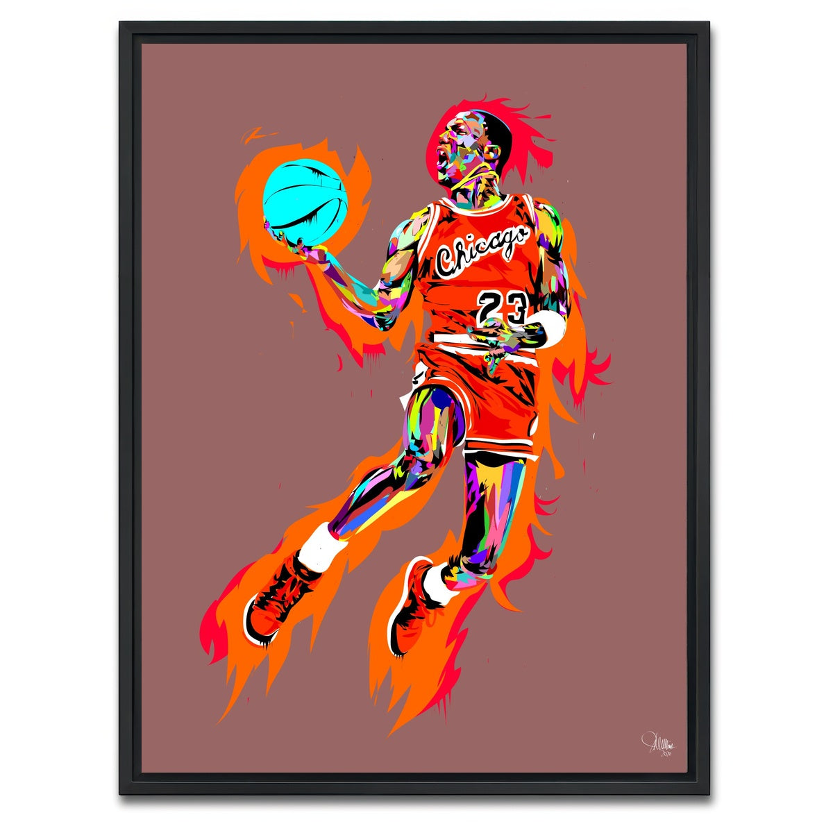 AUTO-MOCKUP WHITE | Michael Jordan Fire | 1 Piece | Black Framed Canvas | group=3x4