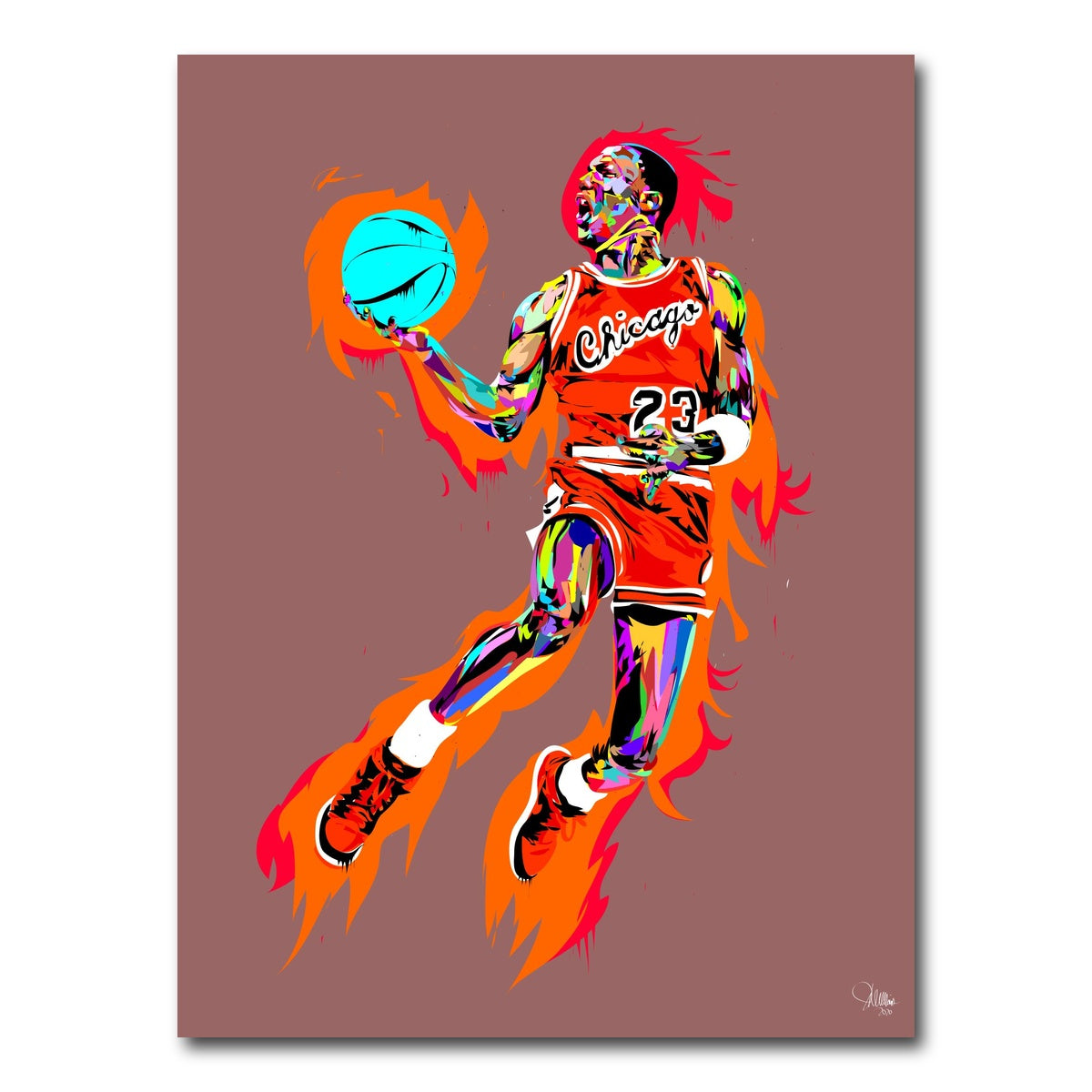 AUTO-MOCKUP WHITE | Michael Jordan Fire | 1 Piece | Gallery Wrap Canvas | group=3x4