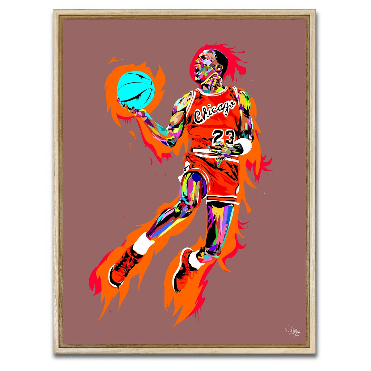 AUTO-MOCKUP WHITE | Michael Jordan Fire | 1 Piece | Natural Framed Canvas | group=3x4
