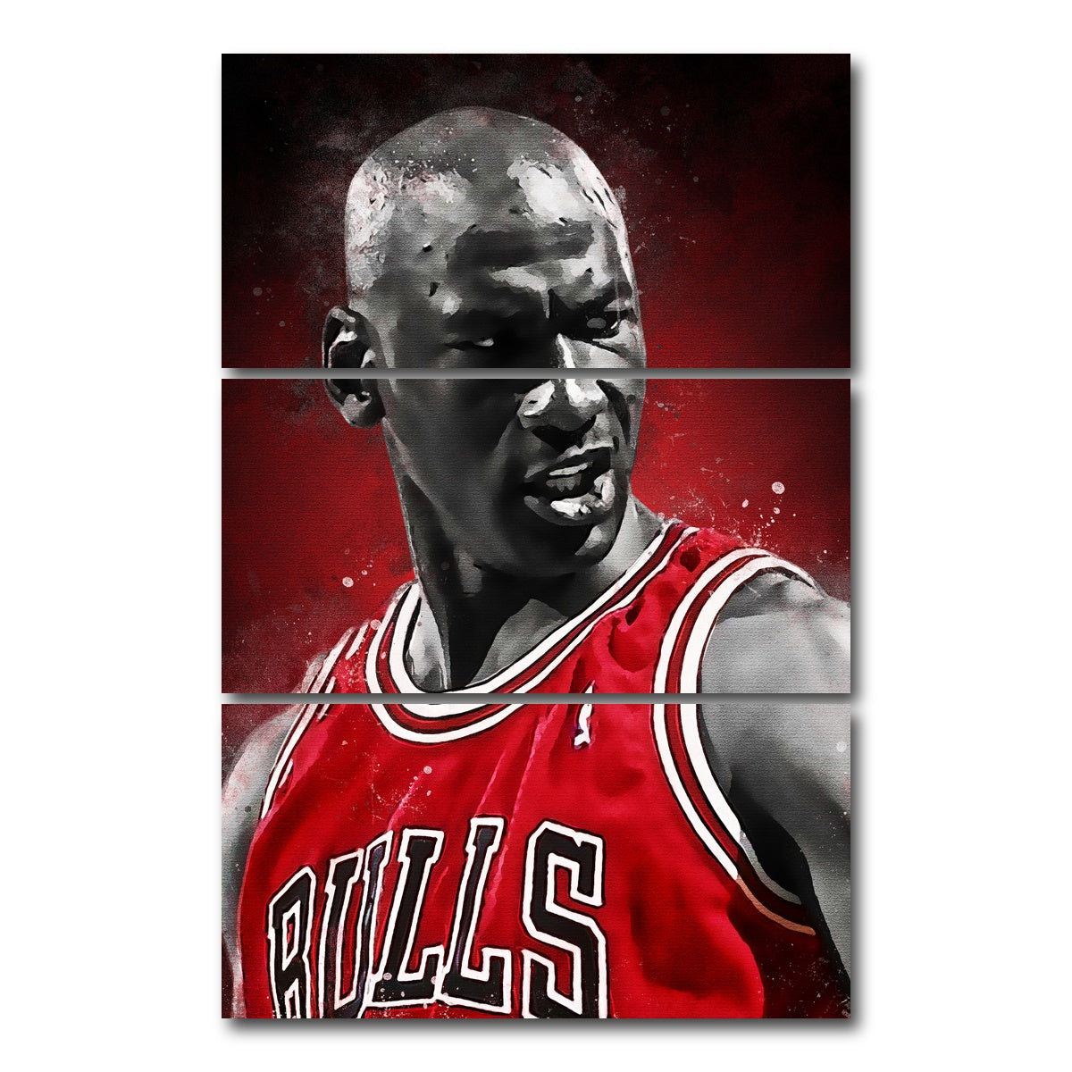 AUTO-MOCKUP WHITE | Michael Jordan Painting | 3 Piece | Gallery Wrap Canvas | group=12x24_stacked