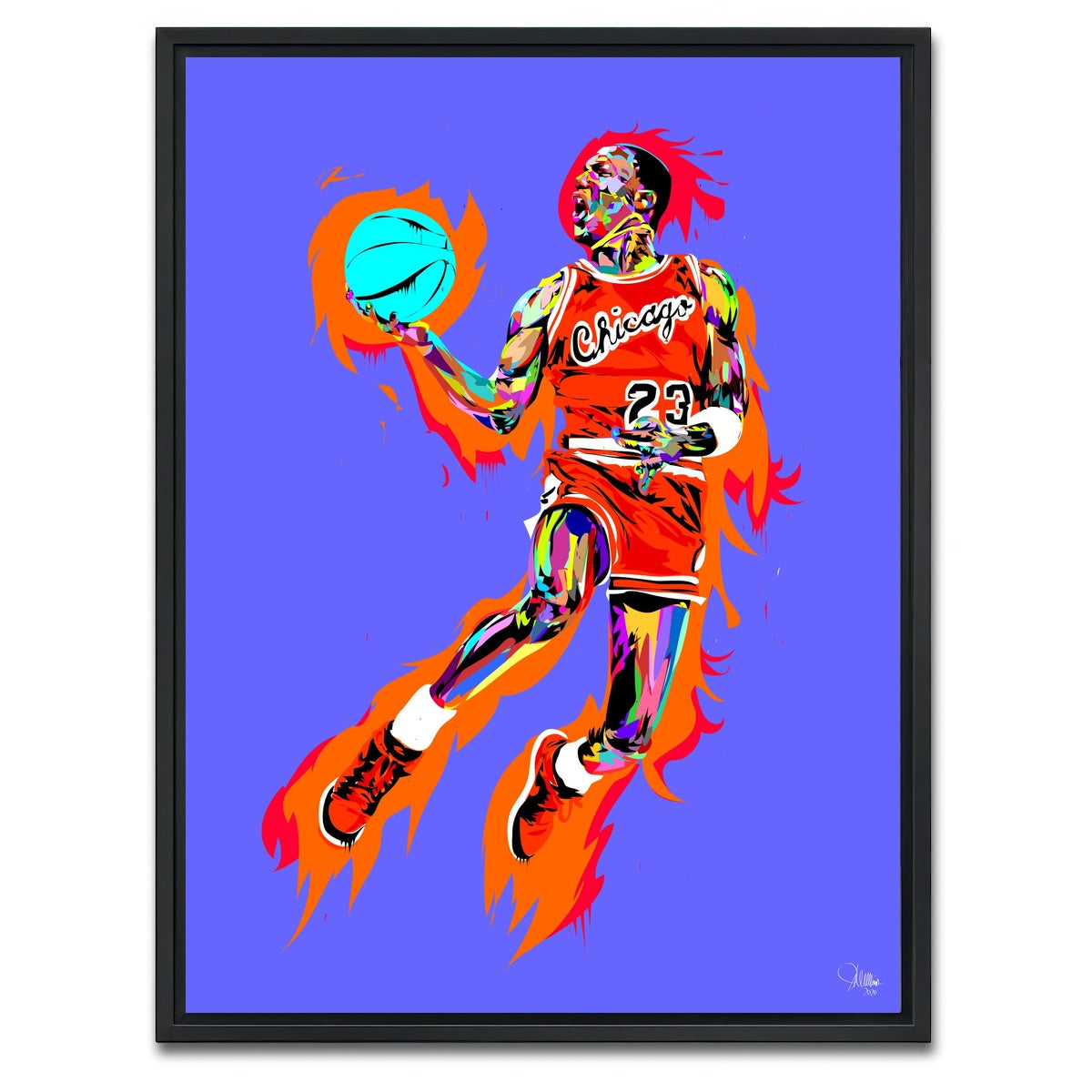 AUTO-MOCKUP WHITE | Michael Jordan Purple | 1 Piece | Black Framed Canvas | group=3x4