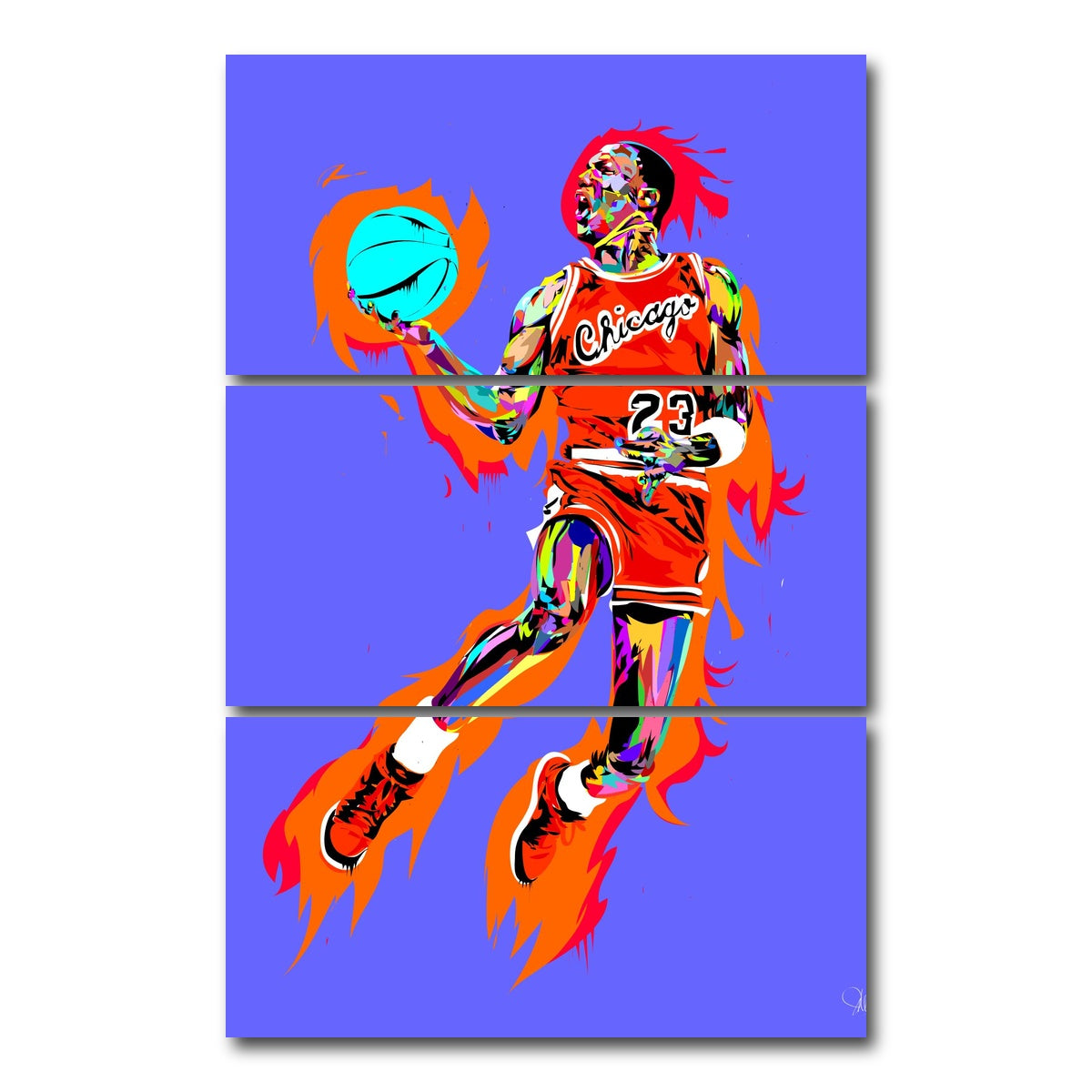 AUTO-MOCKUP WHITE | Michael Jordan Purple | 3 Piece | Gallery Wrap Canvas | group=12x24_stacked