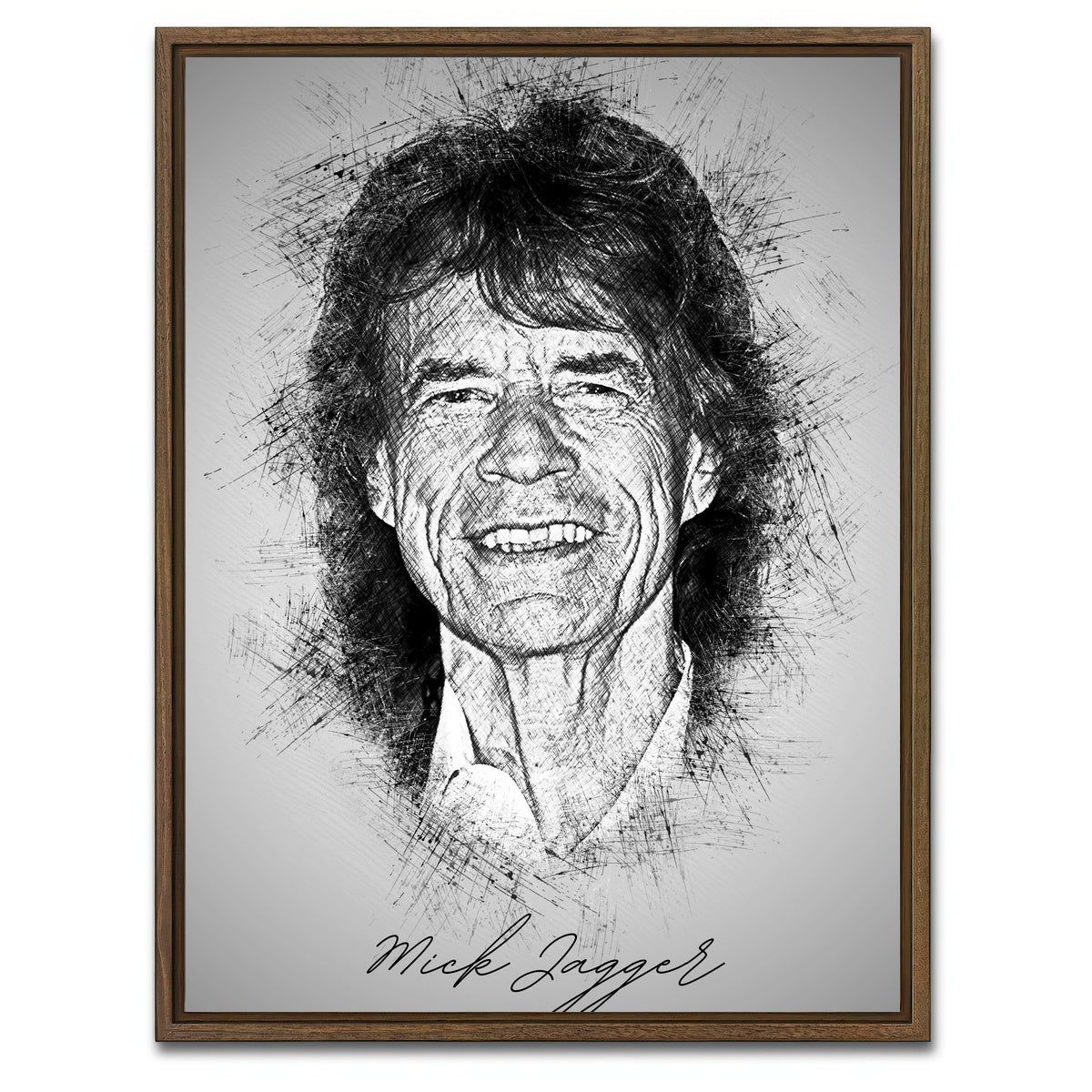 AUTO-MOCKUP WHITE | Mick Jagger | 1 Piece | Walnut Framed Canvas | group=3x4