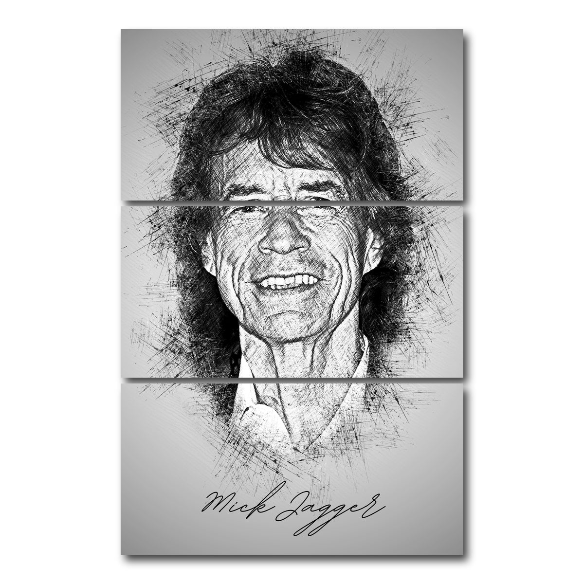 AUTO-MOCKUP WHITE | Mick Jagger | 3 Piece | Gallery Wrap Canvas | group=12x24_stacked