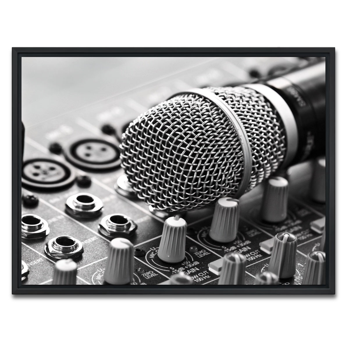 AUTO-MOCKUP WHITE | Microphone Mixer | 1 Piece | Black Framed Canvas | group=4x3