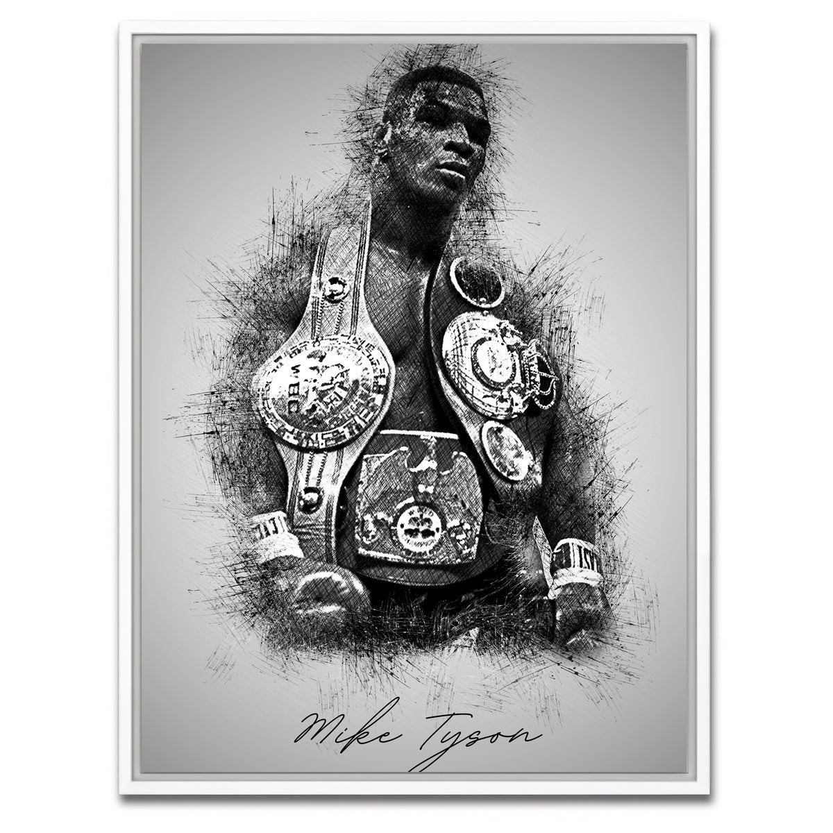 AUTO-MOCKUP WHITE | Mike Tyson Sketchy | 1 Piece | White Framed Canvas | group=3x4