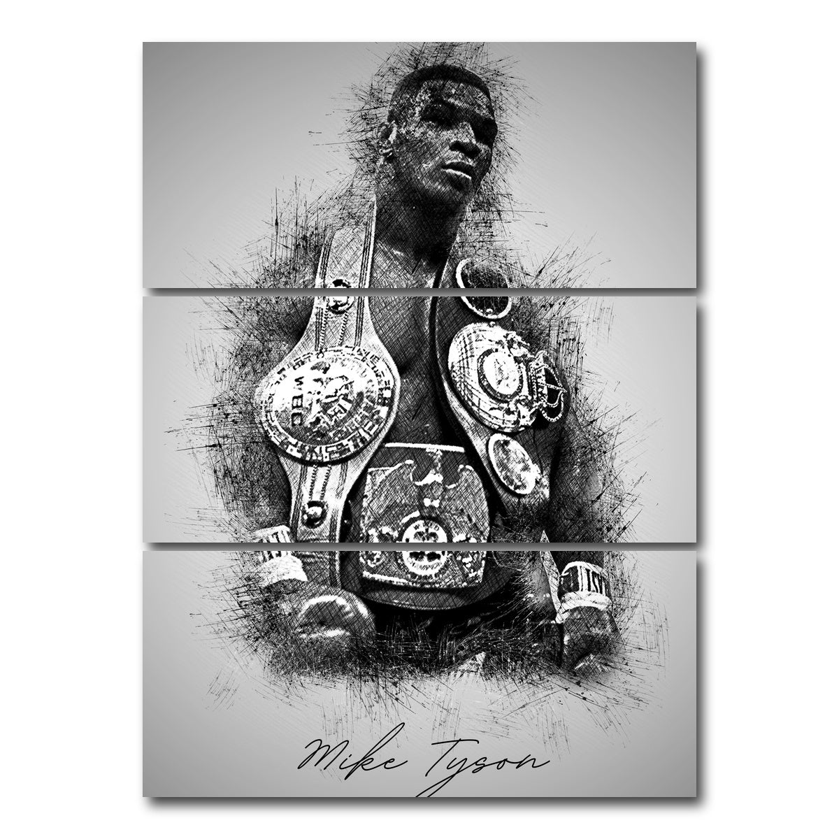 AUTO-MOCKUP WHITE | Mike Tyson Sketchy | 3 Piece | Gallery Wrap Canvas | group=8x18_stacked