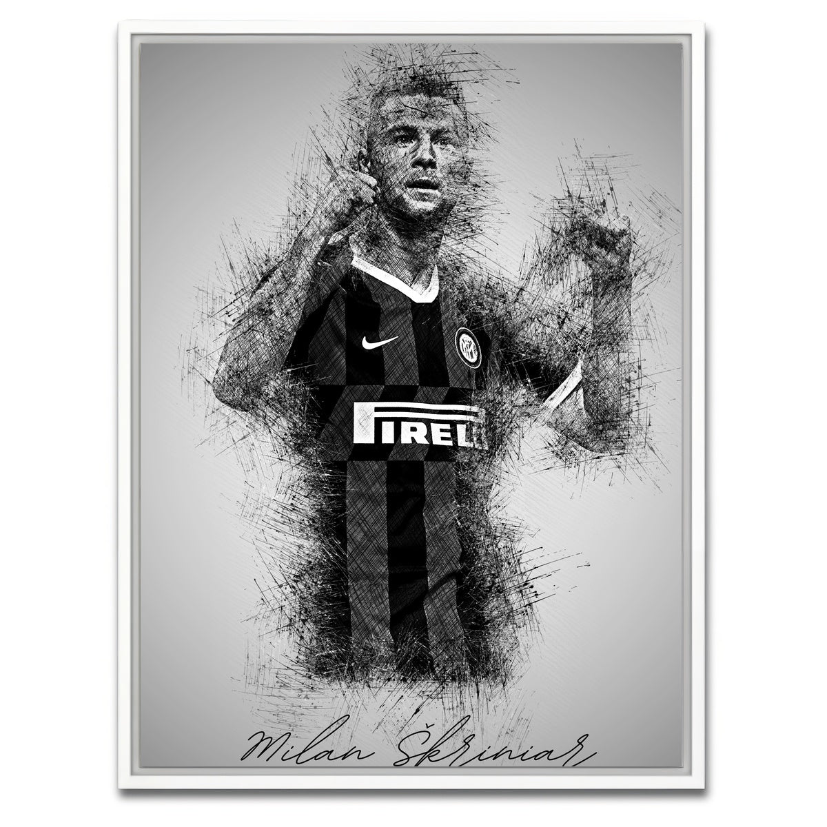 AUTO-MOCKUP WHITE | Milan Skriniar | 1 Piece | White Framed Canvas | group=3x4