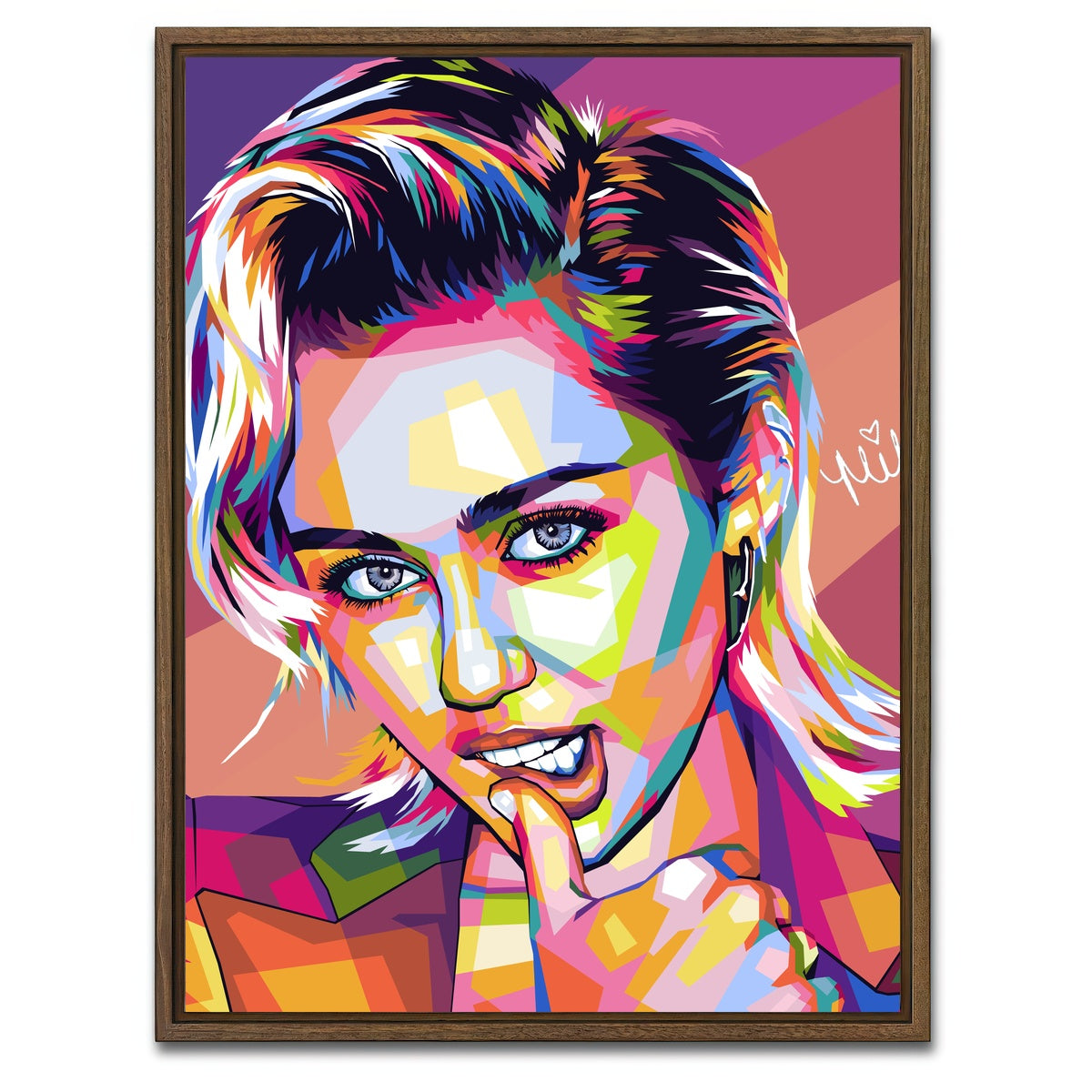 AUTO-MOCKUP WHITE | Miley Cyrus Colorful | 1 Piece | Walnut Framed Canvas | group=3x4