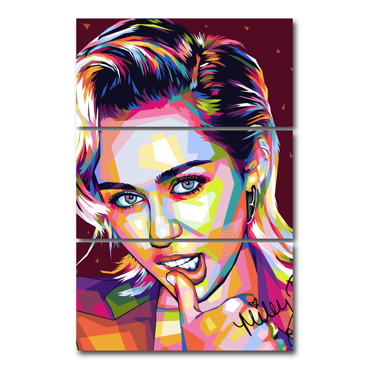 AUTO-MOCKUP WHITE | Miley Portrait | 3 Piece | Gallery Wrap Canvas | group=12x24_stacked