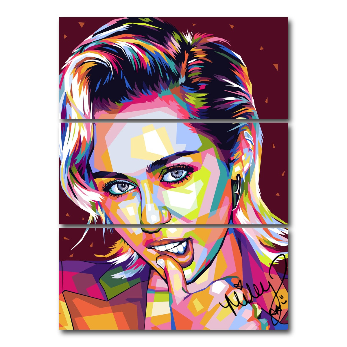 AUTO-MOCKUP WHITE | Miley Portrait | 3 Piece | Gallery Wrap Canvas | group=8x18_stacked