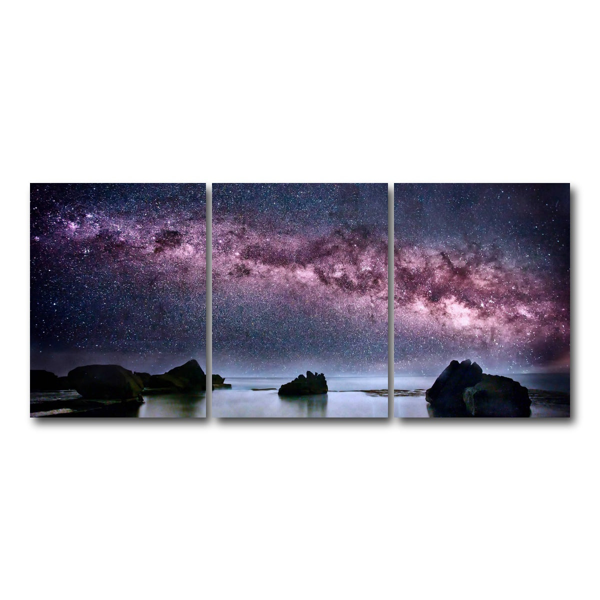 AUTO-MOCKUP WHITE | Milky Way Galaxy | 3 Piece | Gallery Wrap Canvas | group=18x24