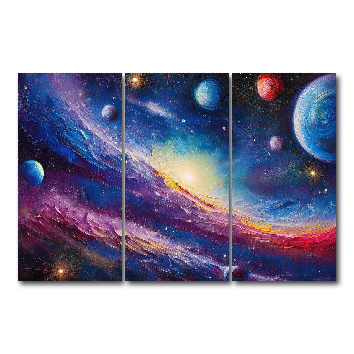 AUTO-MOCKUP WHITE | Milky Way Painting | 3 Piece | Gallery Wrap Canvas | group=12x24
