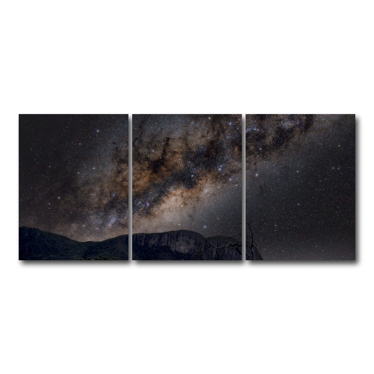AUTO-MOCKUP WHITE | Milky Way over the Brazilian Cerrado | 3 Piece | Gallery Wrap Canvas | group=18x24