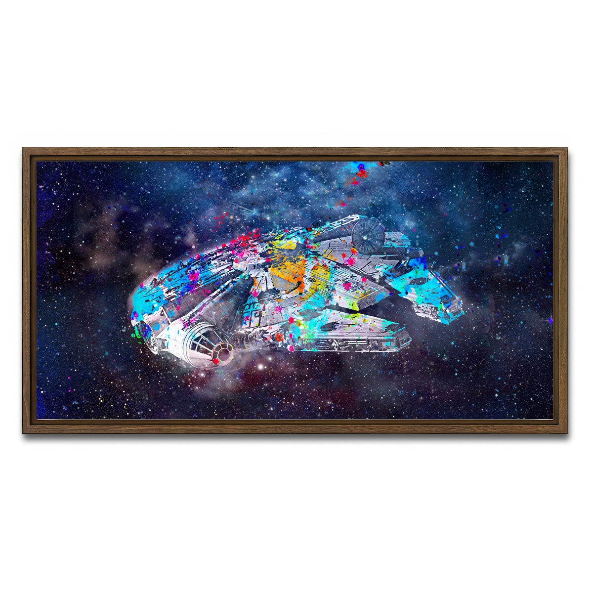 AUTO-MOCKUP WHITE | Millennium Falcon | 1 Piece | Walnut Framed Canvas | group=2x1