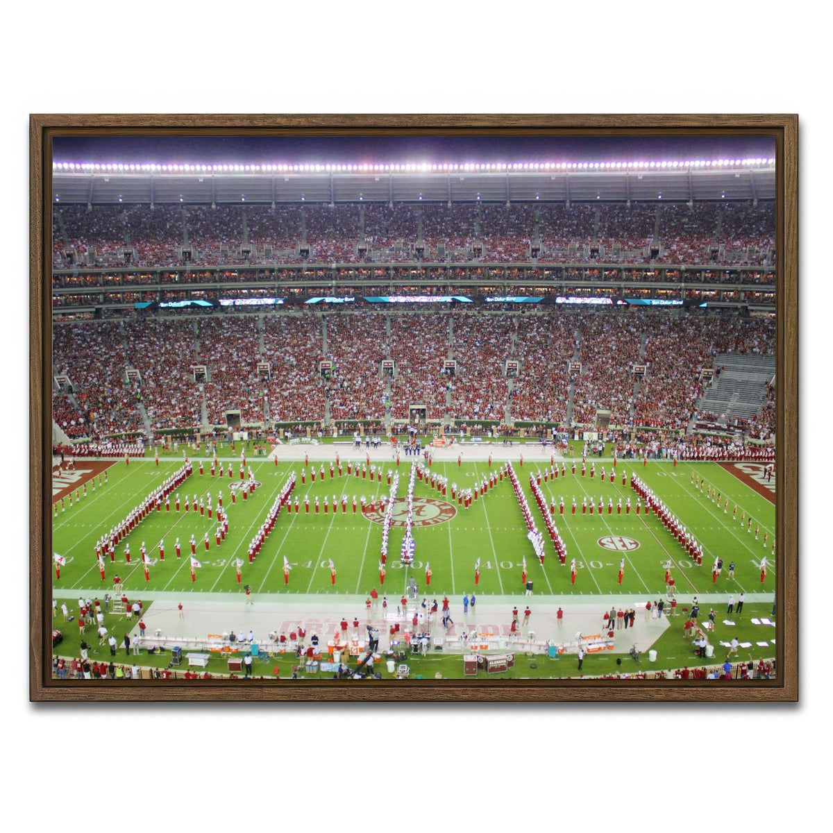 AUTO-MOCKUP WHITE | Million Dollar Band - Bryant Denny Stadium | 1 Piece | Walnut Framed Canvas | group=4x3