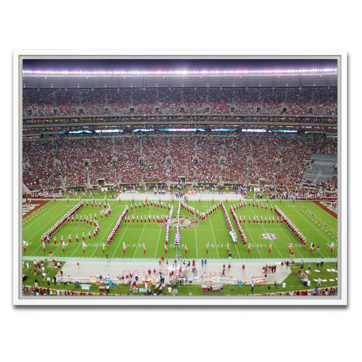 AUTO-MOCKUP WHITE | Million Dollar Band - Bryant Denny Stadium | 1 Piece | White Framed Canvas | group=4x3