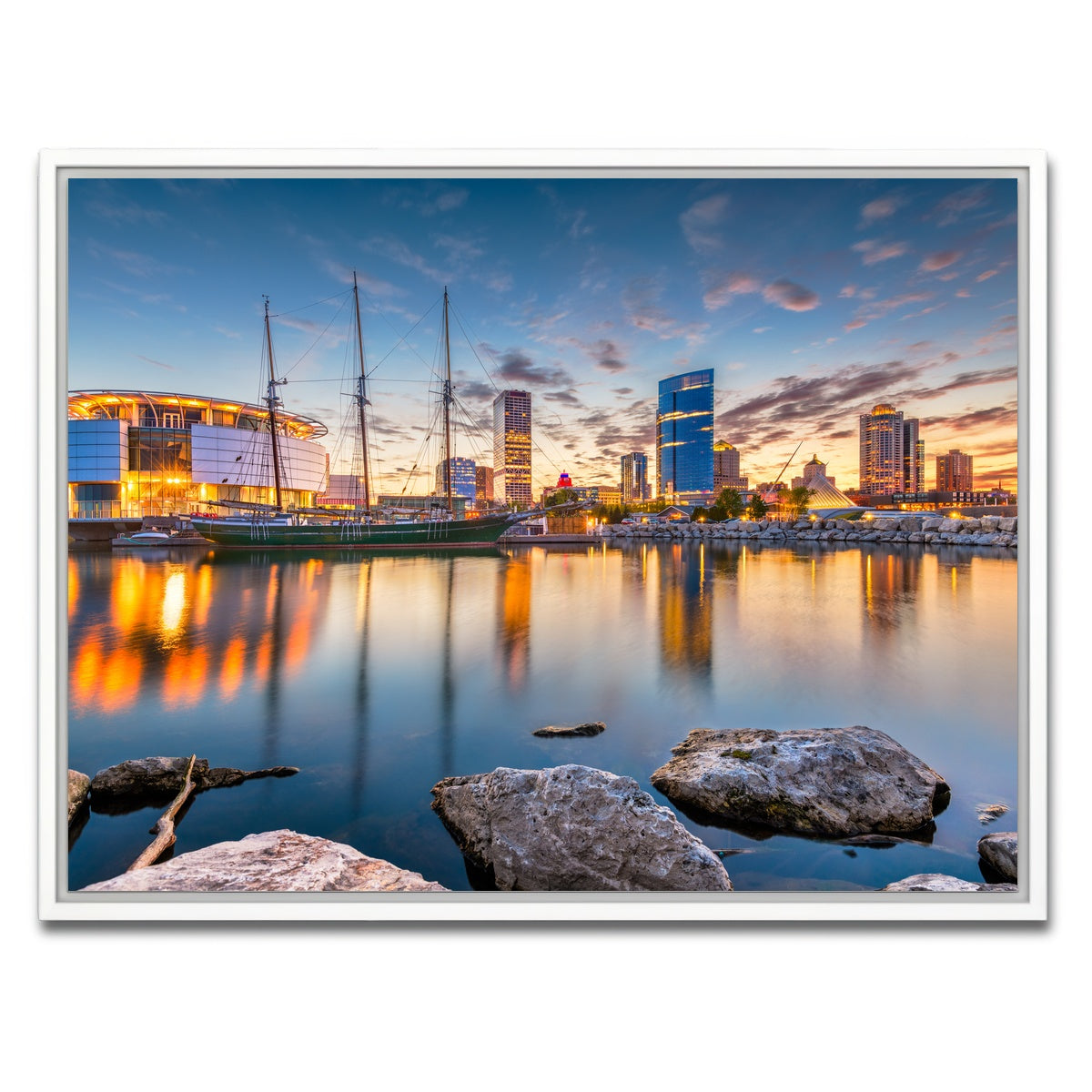 AUTO-MOCKUP WHITE | Milwaukee Lake Michigan | 1 Piece | White Framed Canvas | group=4x3