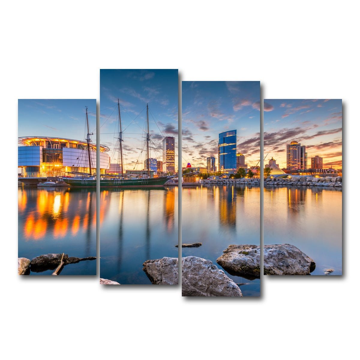 AUTO-MOCKUP WHITE | Milwaukee Lake Michigan | 4 Piece | Gallery Wrap Canvas | group=4_normal