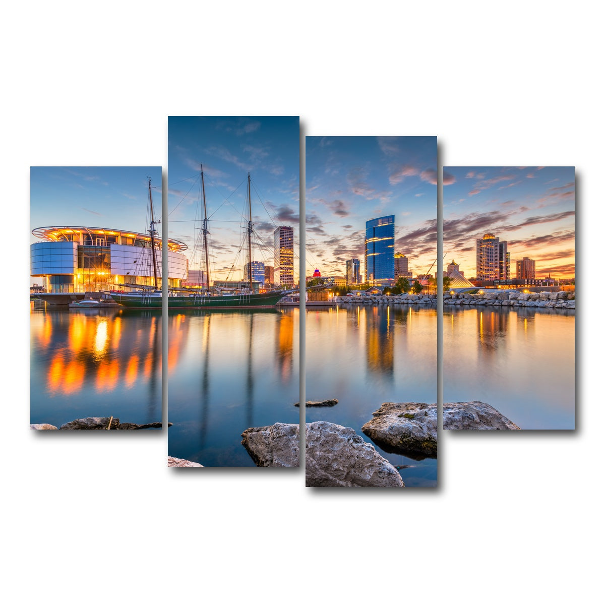 AUTO-MOCKUP WHITE | Milwaukee Lake Michigan | 4 Piece | Gallery Wrap Canvas | group=4_short
