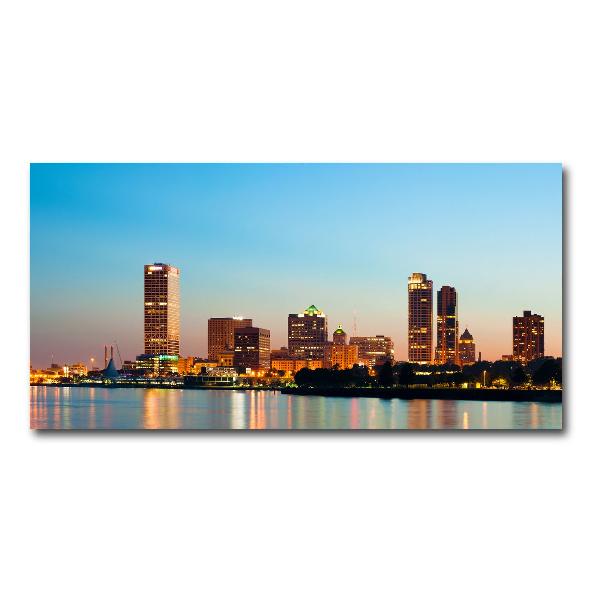 AUTO-MOCKUP WHITE | Milwaukee skyline at twilight | 1 Piece | Gallery Wrap Canvas | group=2x1