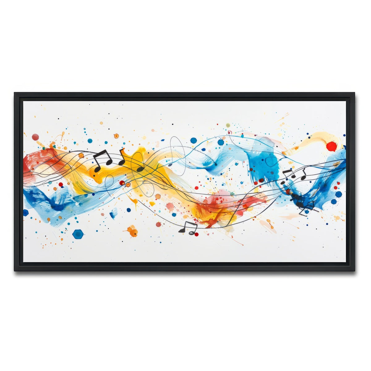 AUTO-MOCKUP WHITE | Minimalist Musical Notes | 1 Piece | Black Framed Canvas | group=2x1