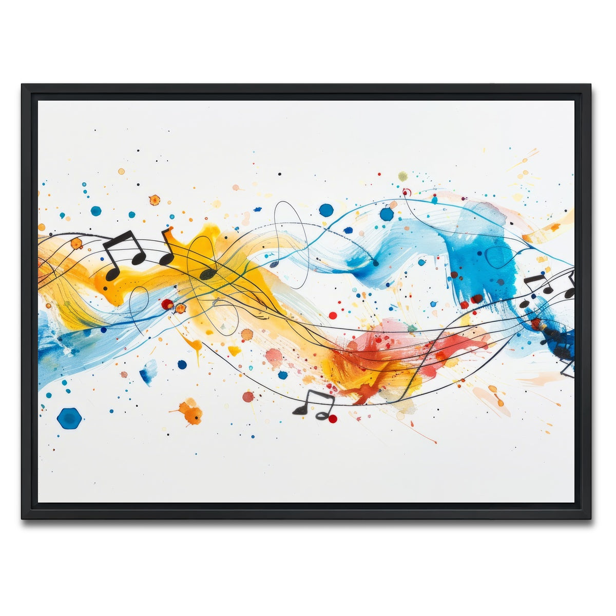 AUTO-MOCKUP WHITE | Minimalist Musical Notes | 1 Piece | Black Framed Canvas | group=4x3