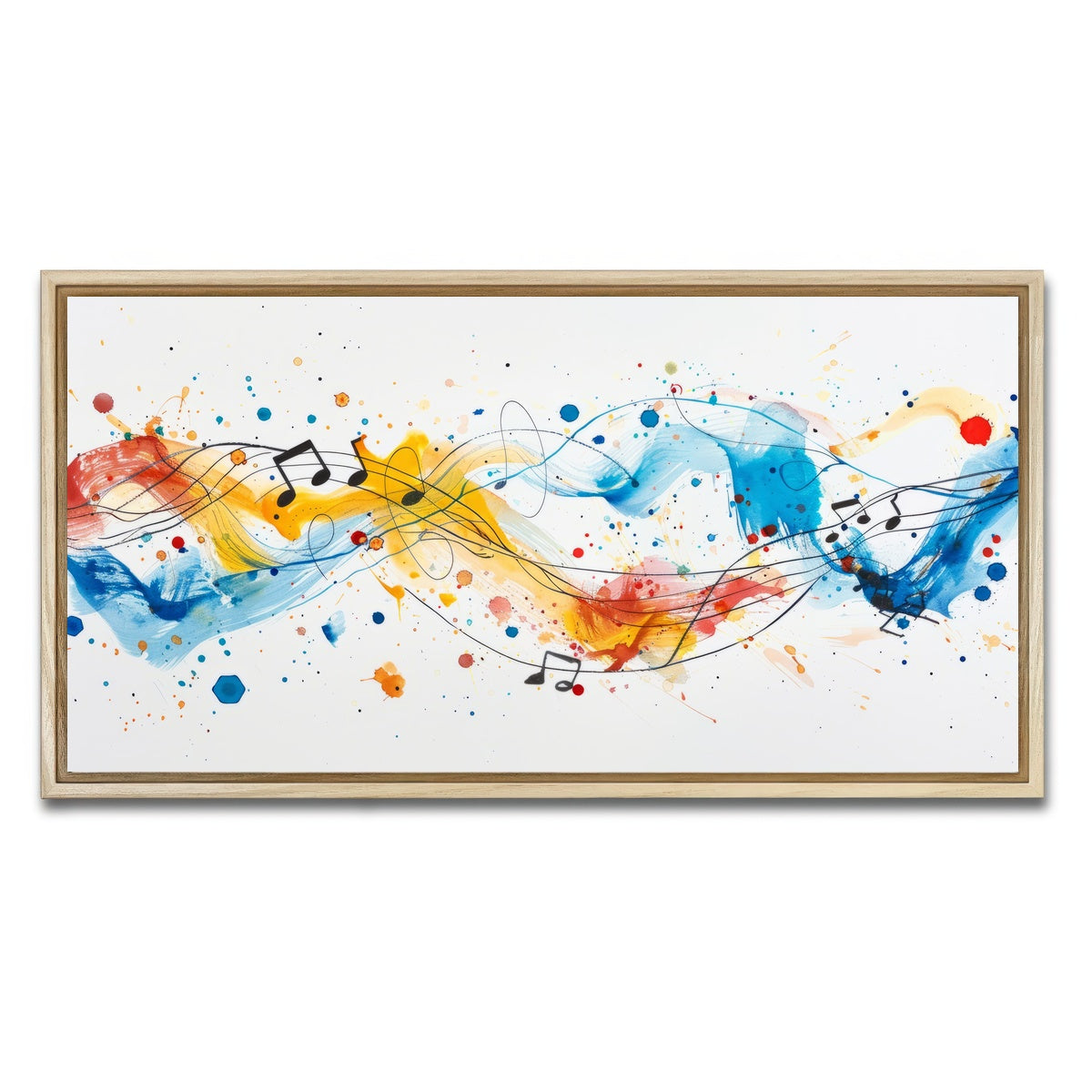 AUTO-MOCKUP WHITE | Minimalist Musical Notes | 1 Piece | Natural Framed Canvas | group=2x1