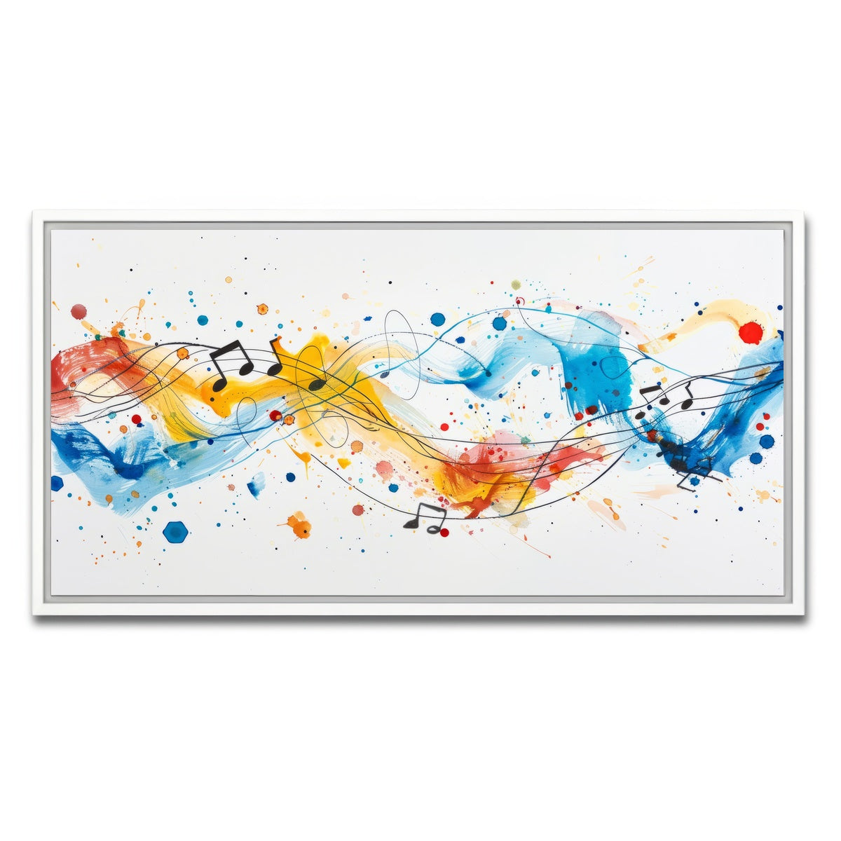 AUTO-MOCKUP WHITE | Minimalist Musical Notes | 1 Piece | White Framed Canvas | group=2x1