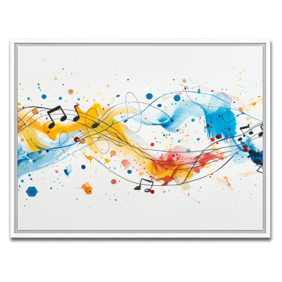 AUTO-MOCKUP WHITE | Minimalist Musical Notes | 1 Piece | White Framed Canvas | group=4x3