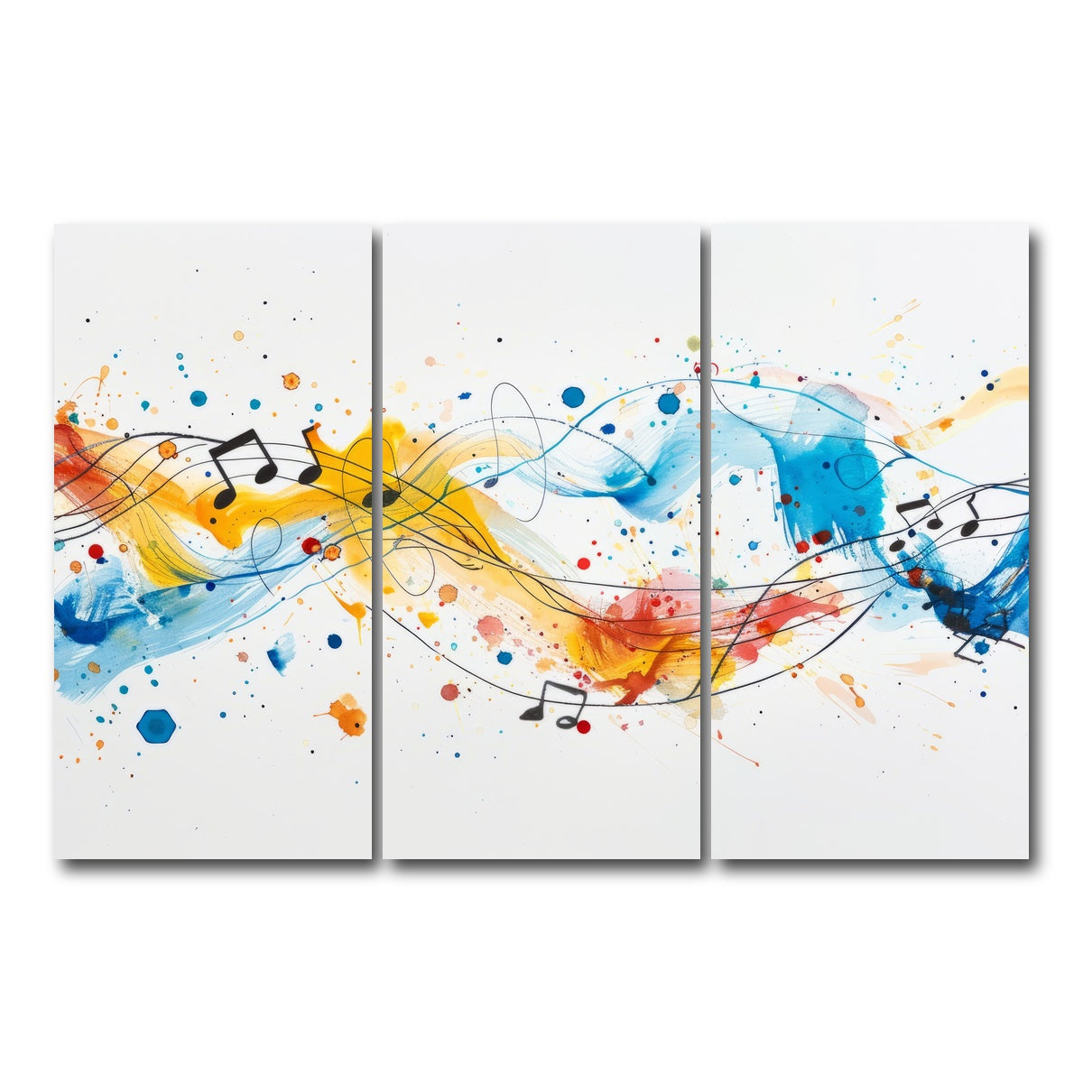 AUTO-MOCKUP WHITE | Minimalist Musical Notes | 3 Piece | Gallery Wrap Canvas | group=12x24